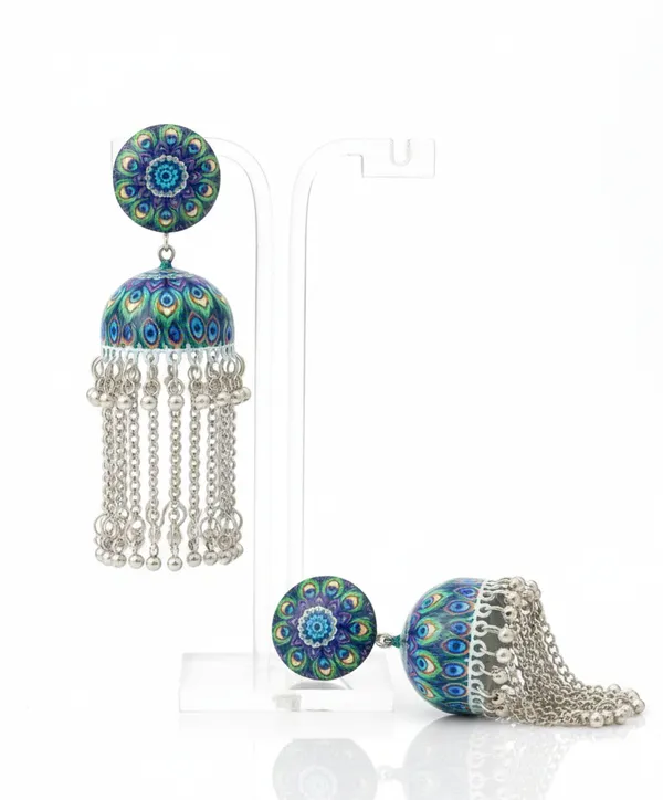 Multi_Mor_Jhumka_Earrings_For_Women